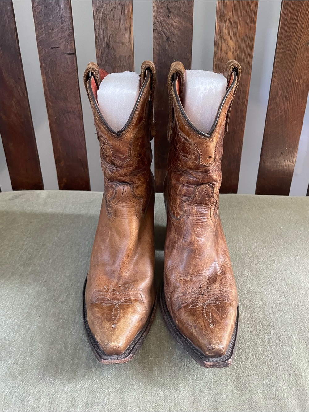 Women’s Brown Leather Heeled Western Boots - Picture 6 of 7